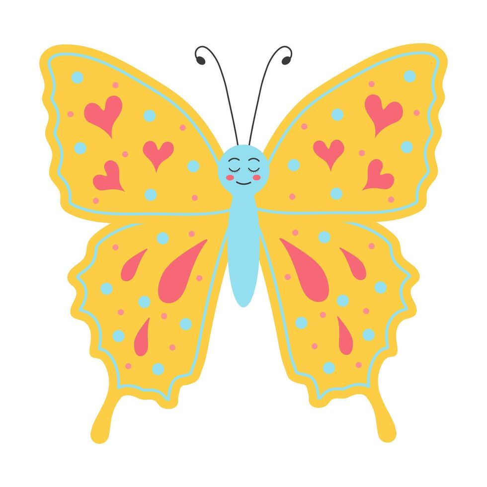 carino la farfalla. bambino insetto. cartone animato piatto vettore illustrazione.