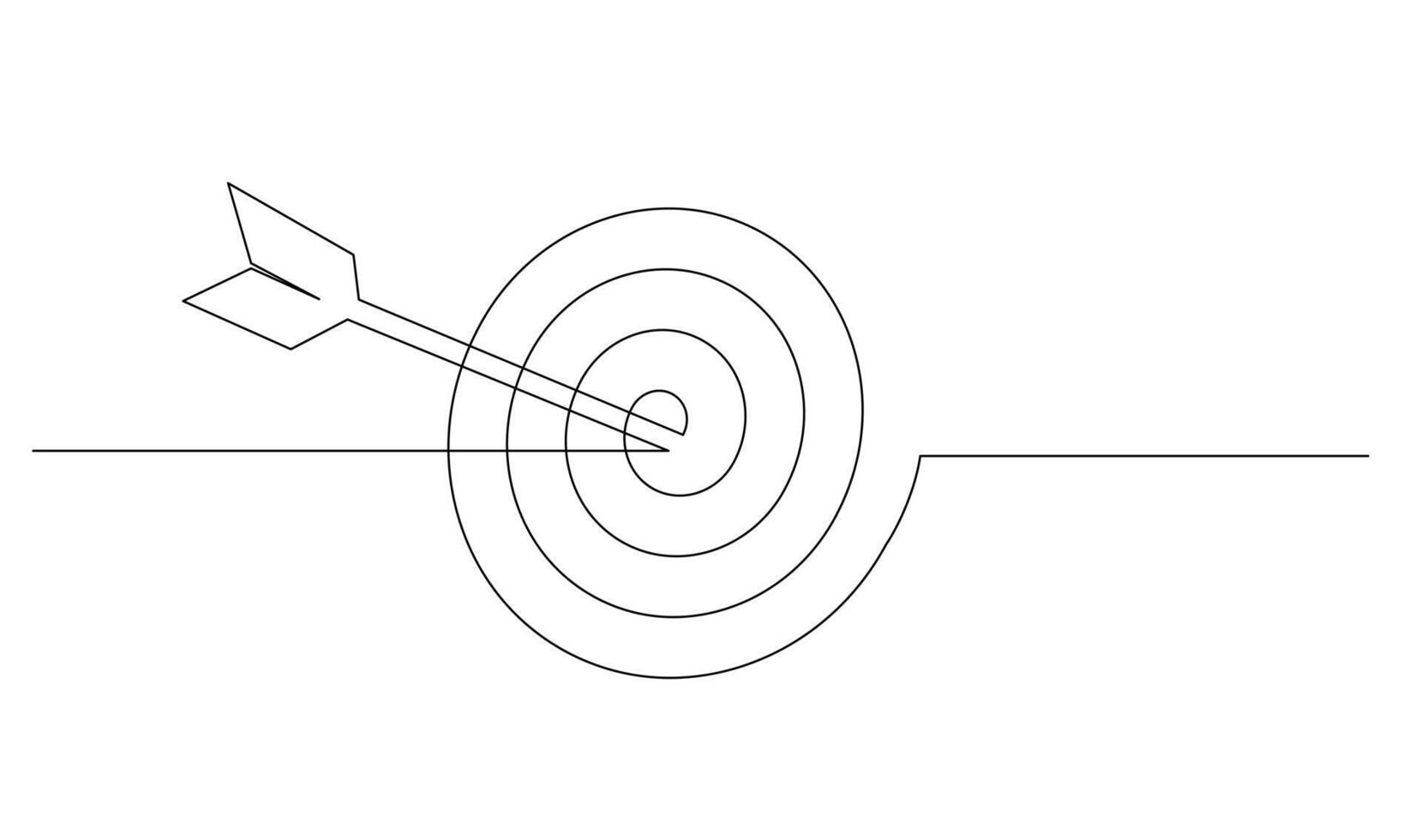 continuo linea disegno di freccia nel centro di bersaglio design vettore
