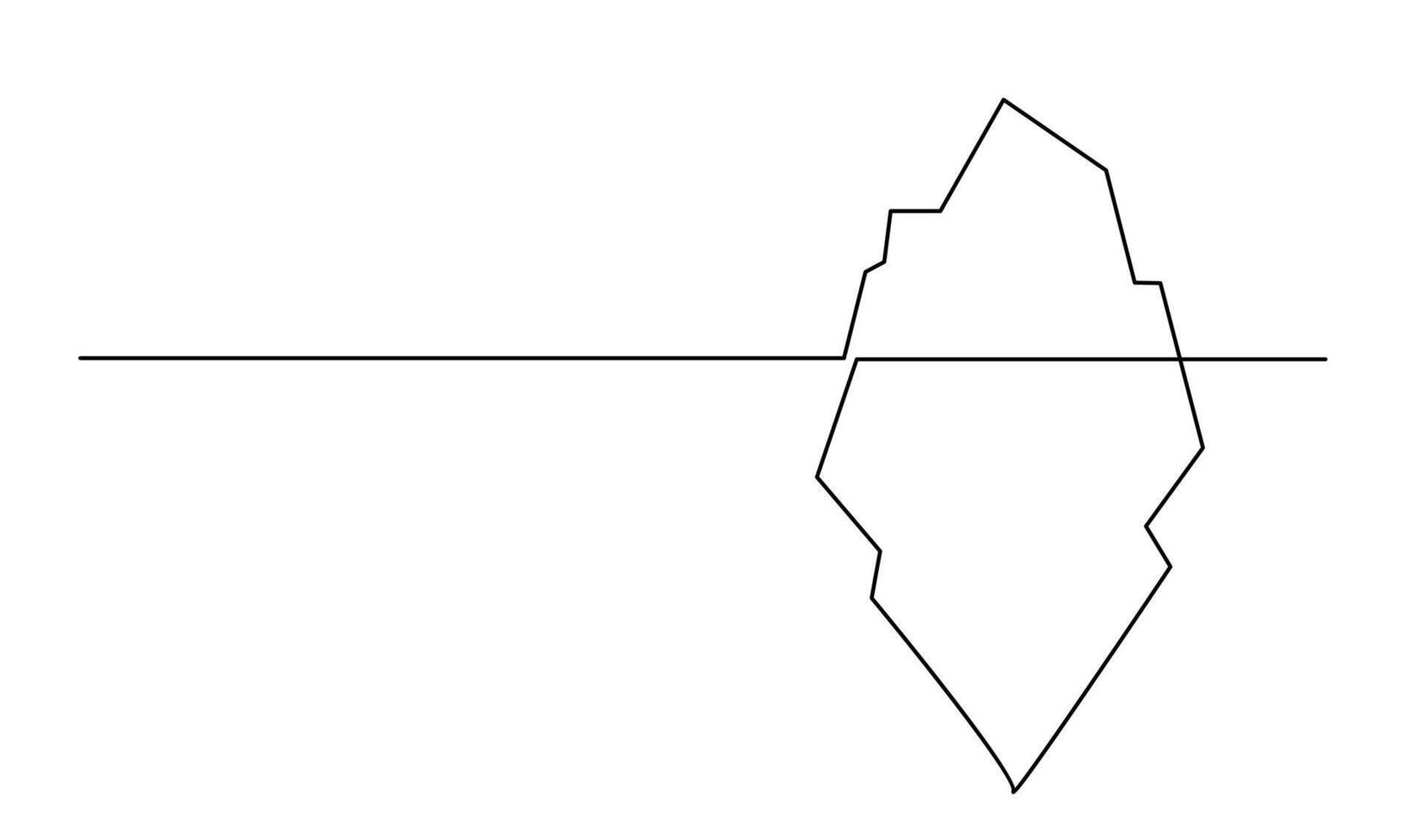 uno linea disegno di iceberg galleggiante su mare. uno continuo linea disegno di aspetto e globale riscaldamento. vettore