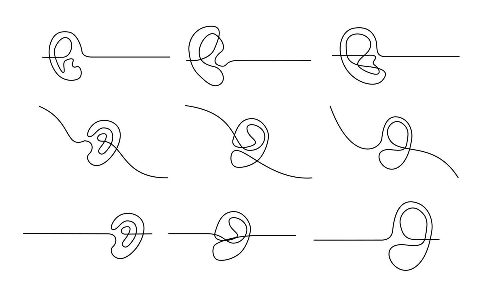 umano orecchio continuo uno linea disegno. mondo sordo giorno singolo linea concetto vettore