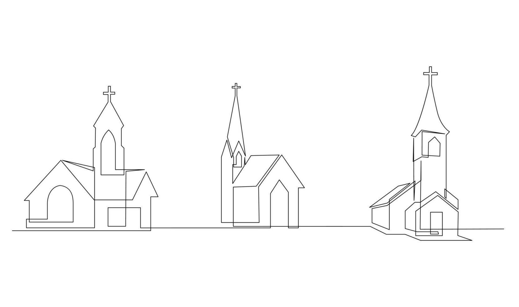 Chiesa uno linea disegno isolato su bianca sfondo vettore