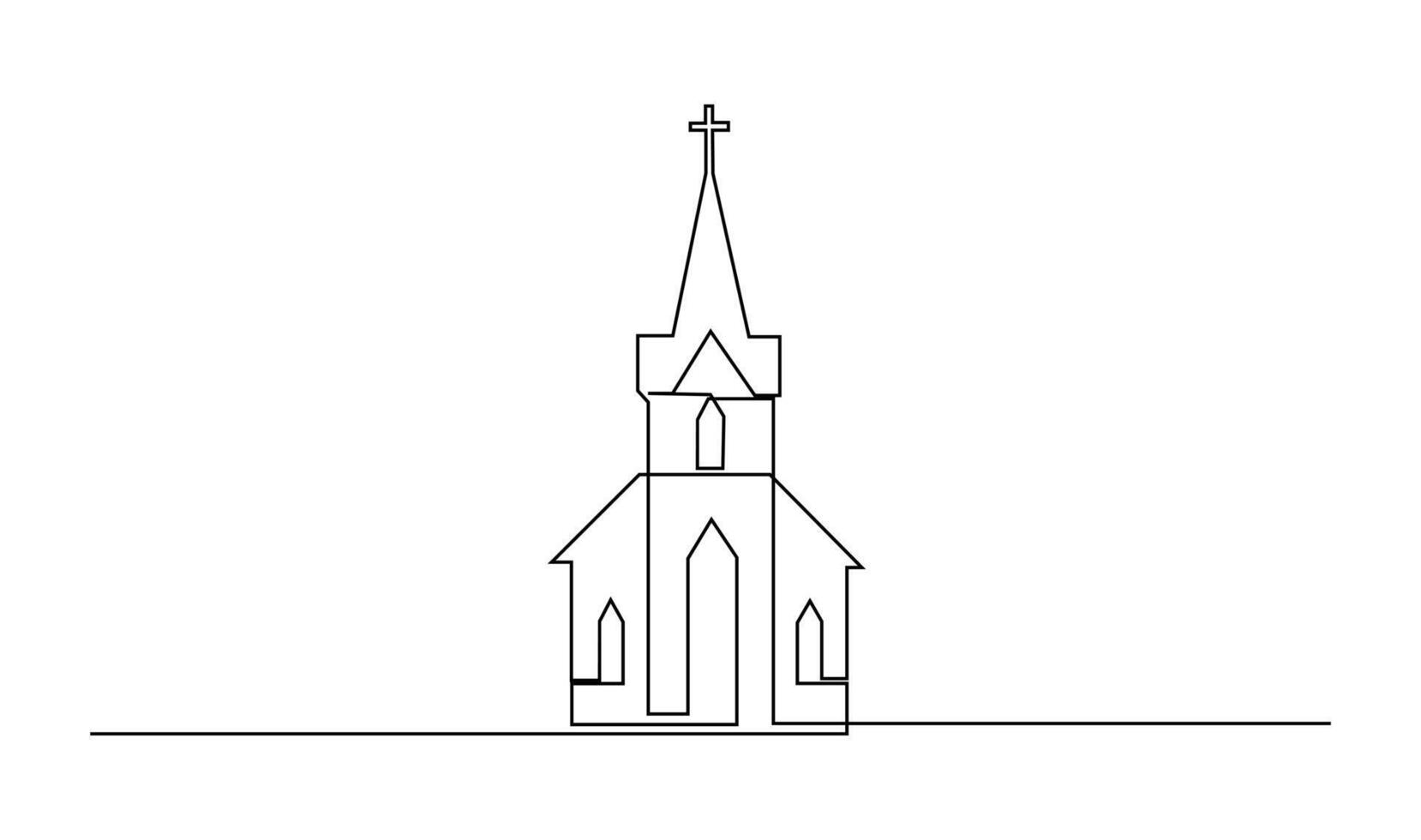 Chiesa uno linea disegno isolato su bianca sfondo vettore