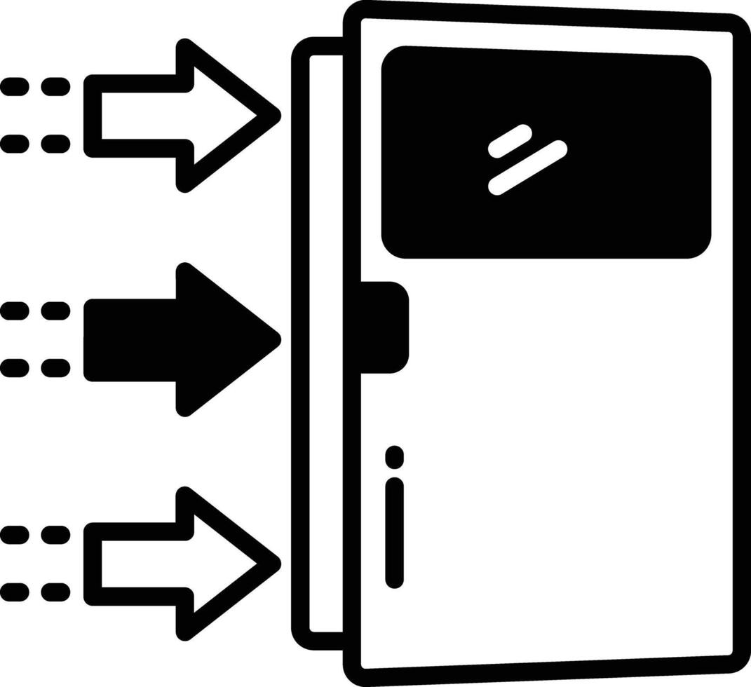 Uscita porta glifo e linea vettore illustrazione