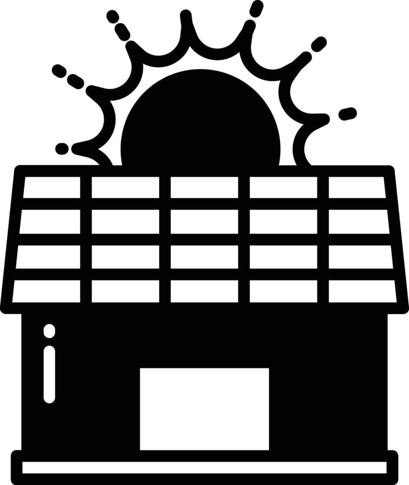 solare Casa glifo e linea vettore illustrazione