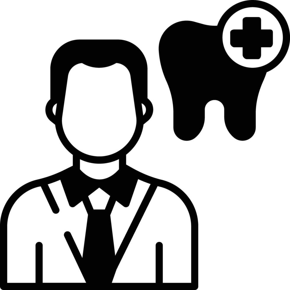 dentale medico glifo e linea vettore illustrazione