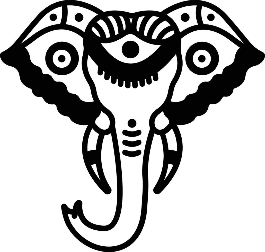 dussara elefante glifo e linea vettore illustrazione