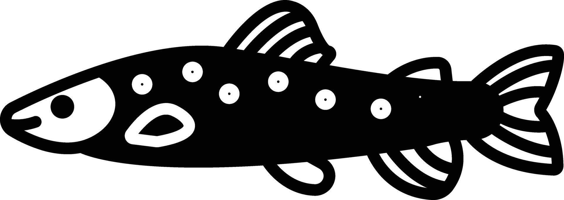 trota pesce glifo e linea vettore illustrazione