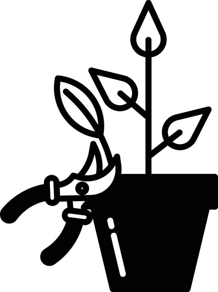potatura arbusti glifo e linea vettore illustrazione