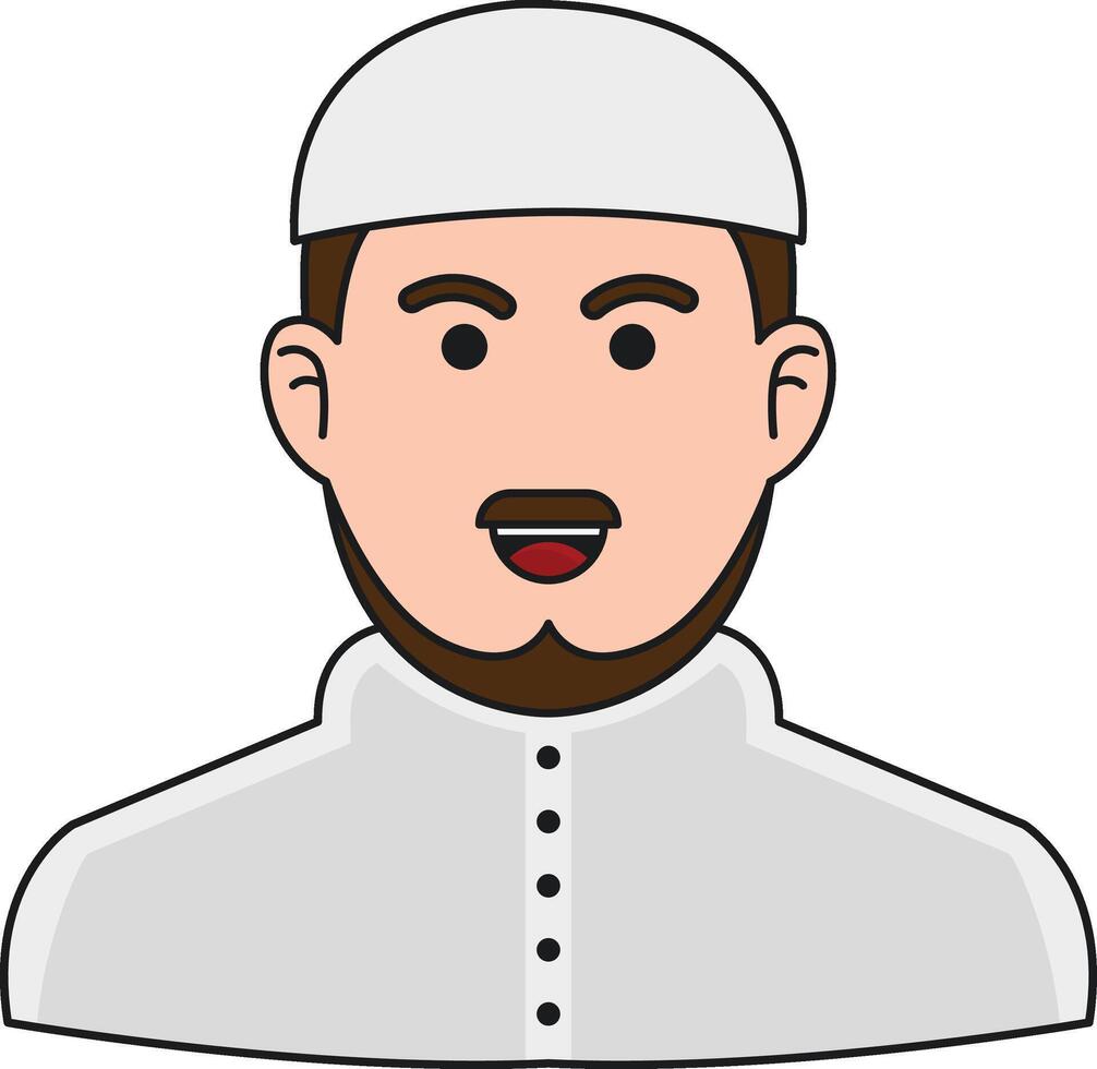 isolato musulmano uomo avatar su un' bianca sfondo, vettore illustrazione