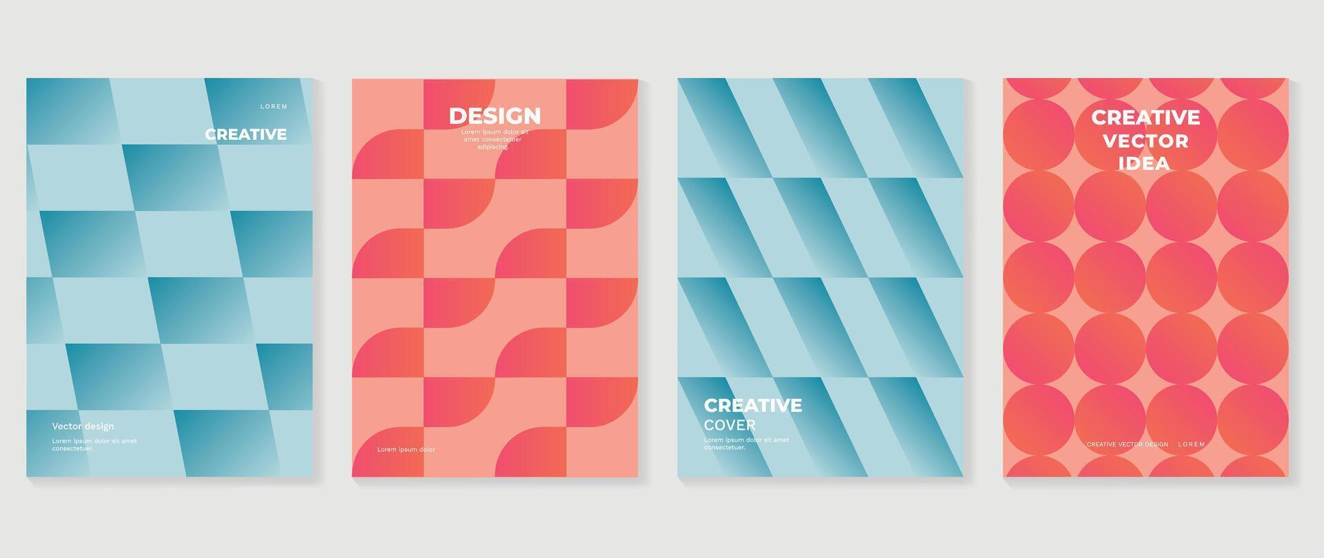 astratto pendenza sfondo vettore impostare. minimalista stile copertina modello con vivace prospettiva 3d geometrico prisma forme collezione. ideale design per sociale media, manifesto, coperchio, striscione, volantino.