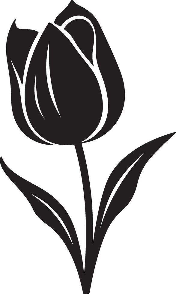 tulipano fiore silhouette vettore illustrazione bianca sfondo