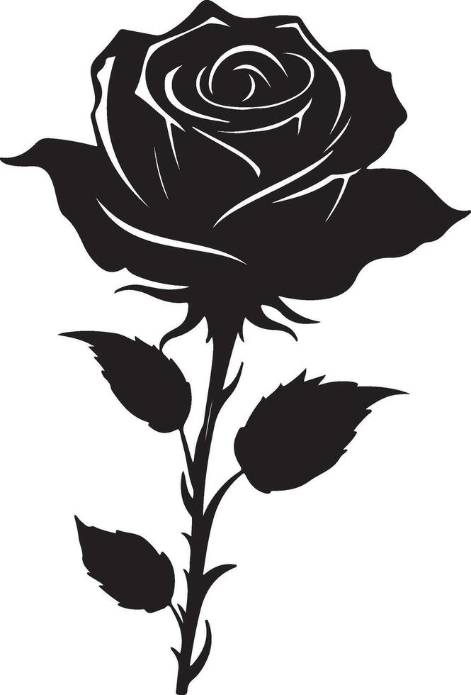 rosa fiore silhouette vettore illustrazione bianca sfondo