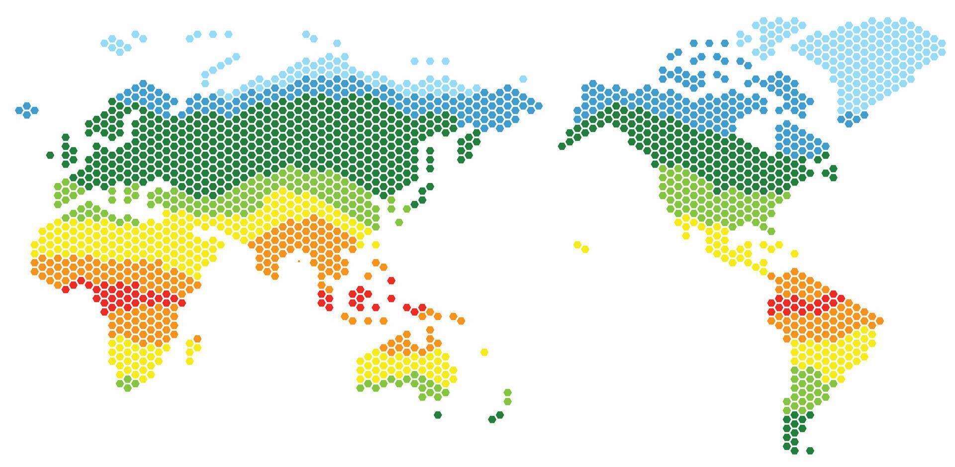 esagono forma mondo carta geografica su bianca sfondo. vettore