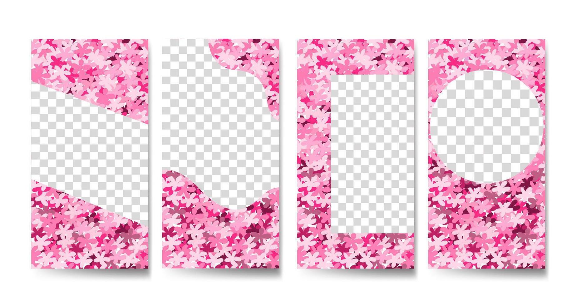 vettore impostato di fioritura rosa sakura sociale media storie design modelli, sfondo, striscioni, mobile storia sfondo disposizione