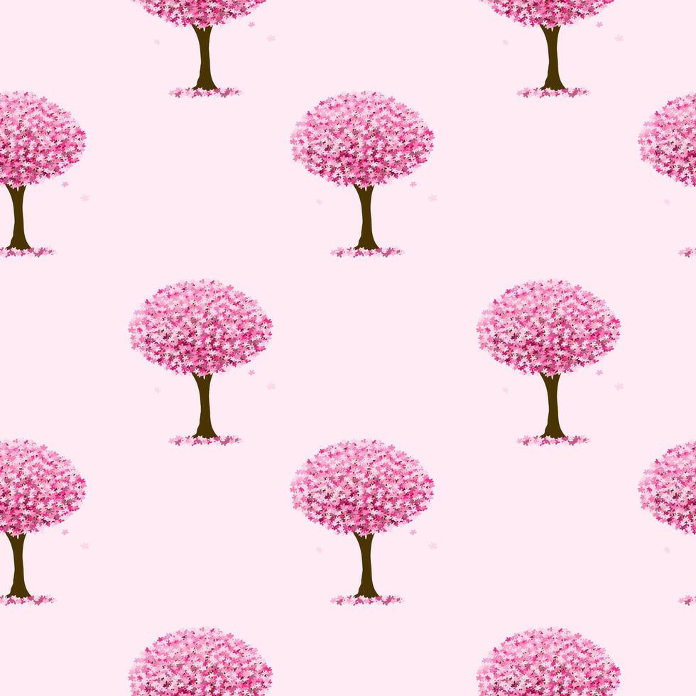 mano disegnato fioritura rosa sakura albero, vettore senza soluzione di continuità modello