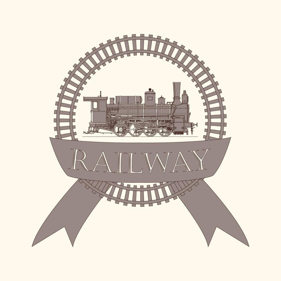 Vintage ▾ etichetta logo con retrò locomotiva treno vettore