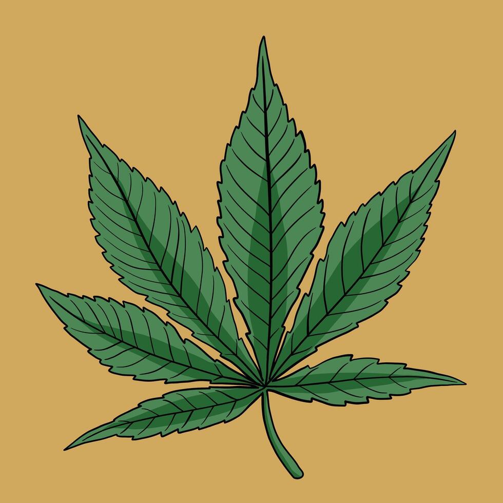 semplicità foglia di cannabis disegno a mano libera design piatto. vettore