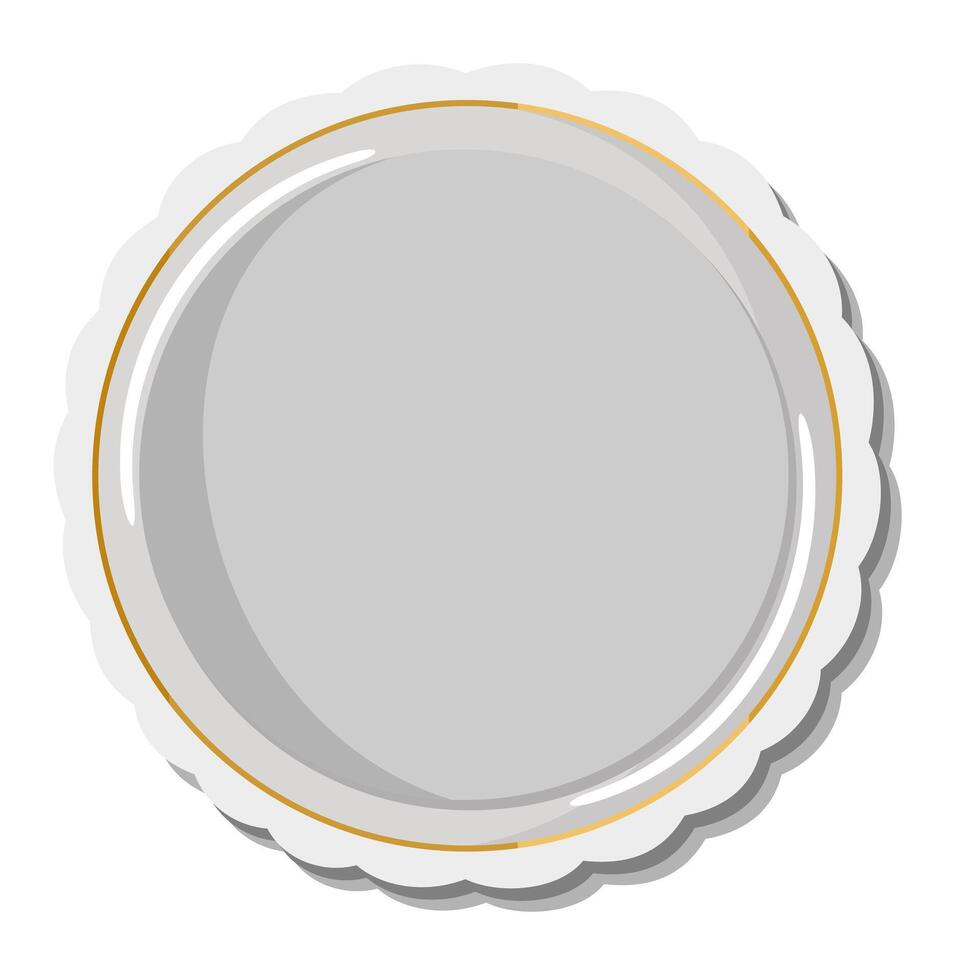 vuoto bianca porcellana piatto con d'oro confine. vettore isolato illustrazione