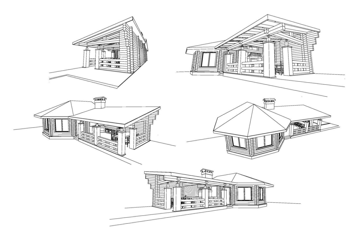 gazebo tetto travi vettore illustrazione. dettagliato architettonico 3d Piano