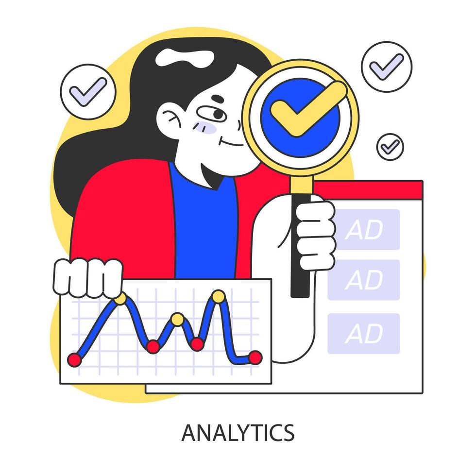 pubblicità analitica concetto. piatto vettore illustrazione.