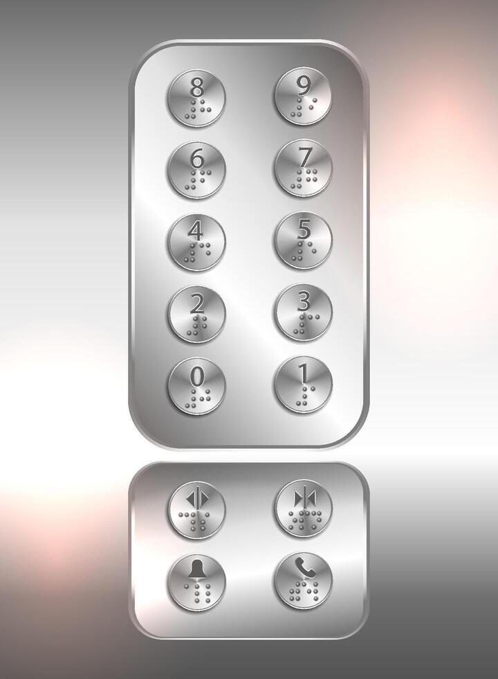sollevamento ascensore spingere pulsanti con numeri e braille codice per cieco persone - vettore