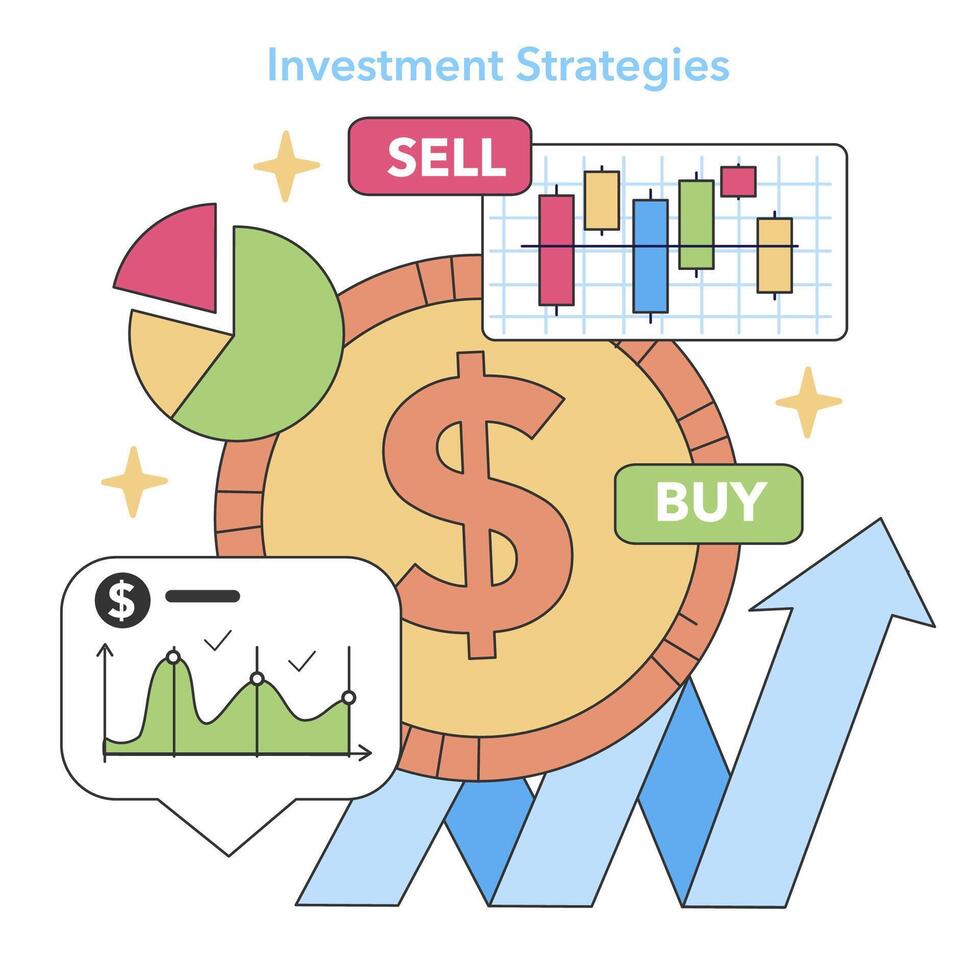 investimento strategie concetto. piatto vettore illustrazione.