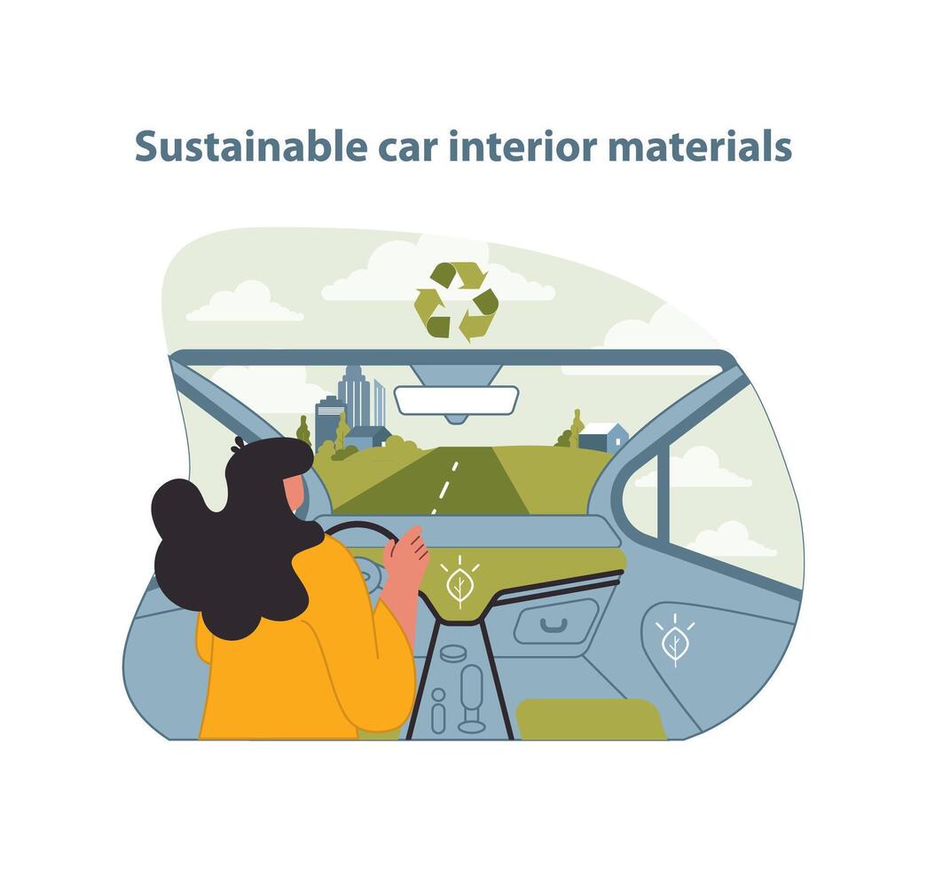 sostenibile auto interno materiale illustrazione. un' pensieroso progettato vettore. vettore