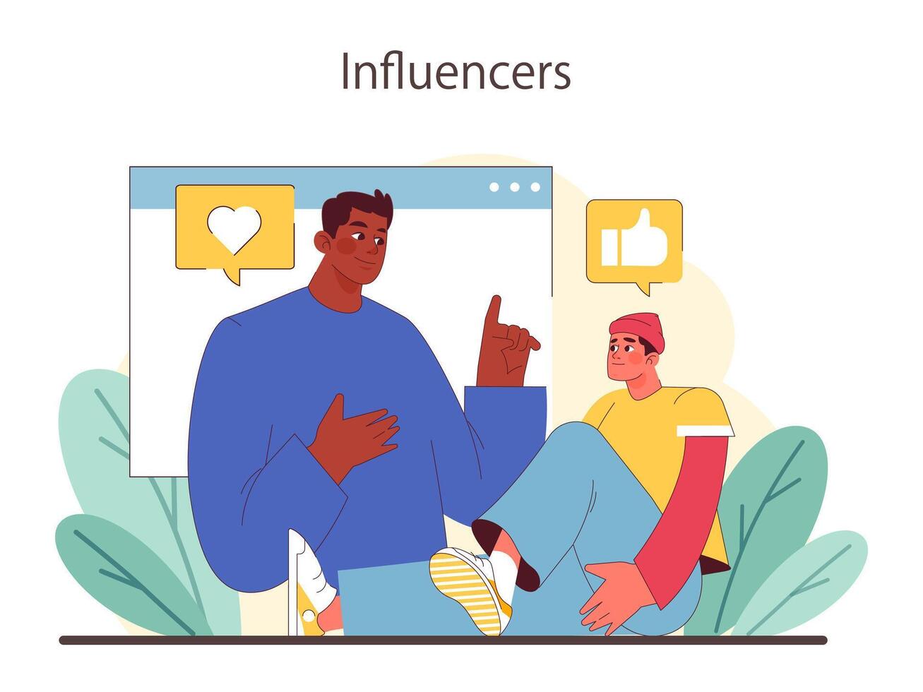 influencer concetto. raffigurante il energia di influencer marketing e sociale Fidanzamento. vettore