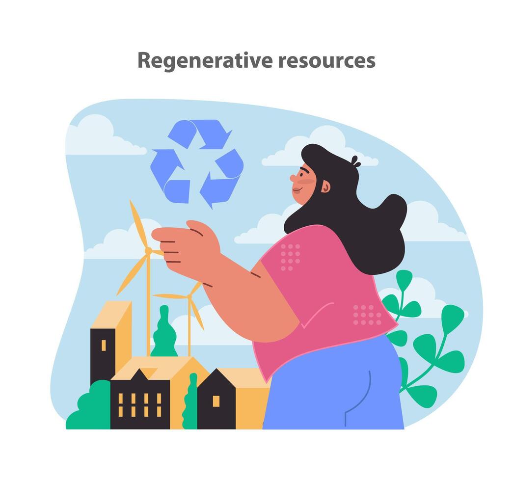 rigenerativa risorse concetto. illustrazione di rinnovabile energia uso e sostenibile sviluppo. vettore