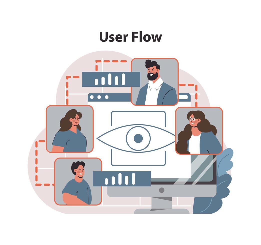 utente flusso visualizzazione concetto. piatto vettore illustrazione