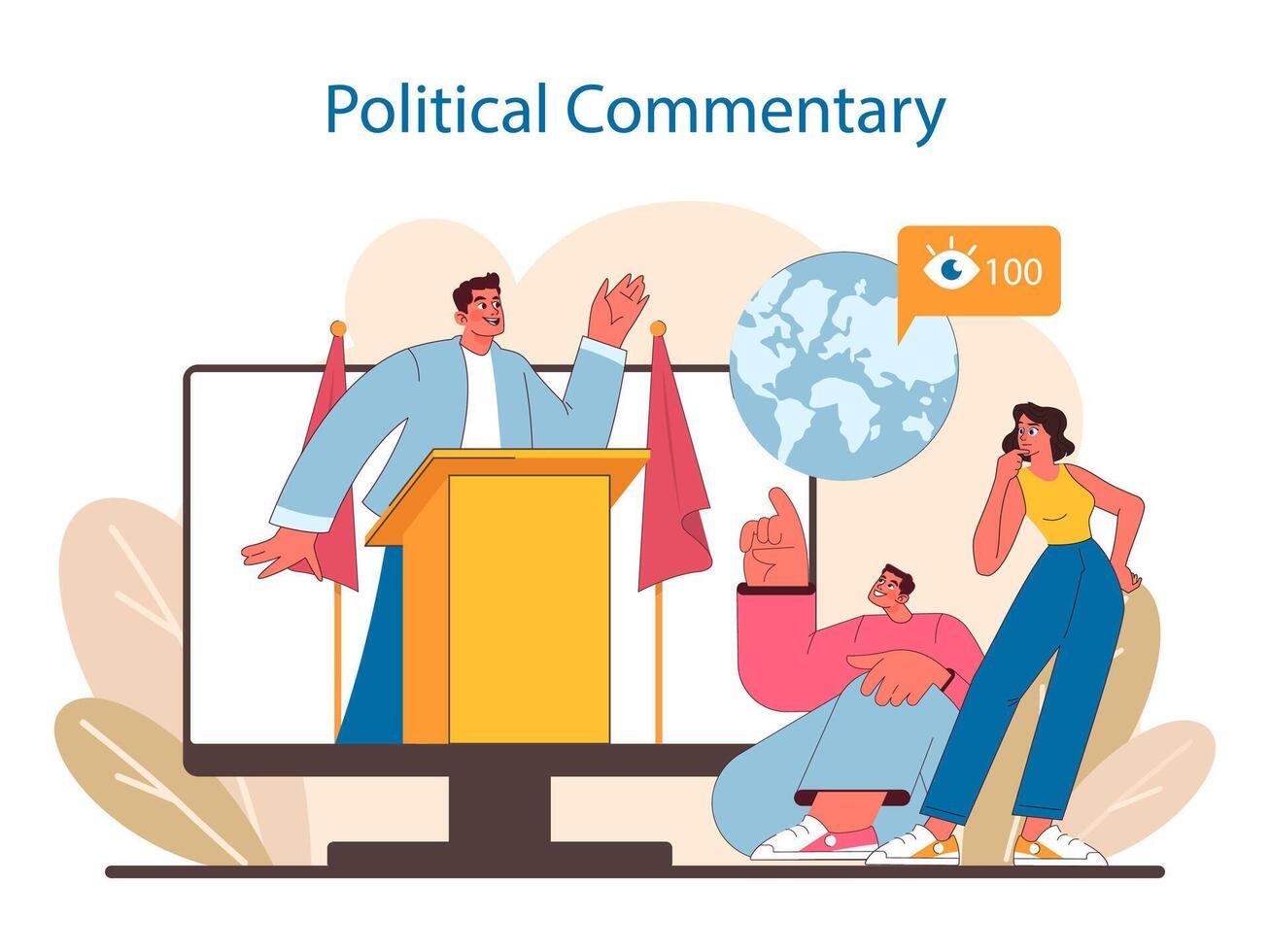 civico Fidanzamento in linea concetto. digitale rappresentazione di politico commento con cittadini discutere globale problemi vettore