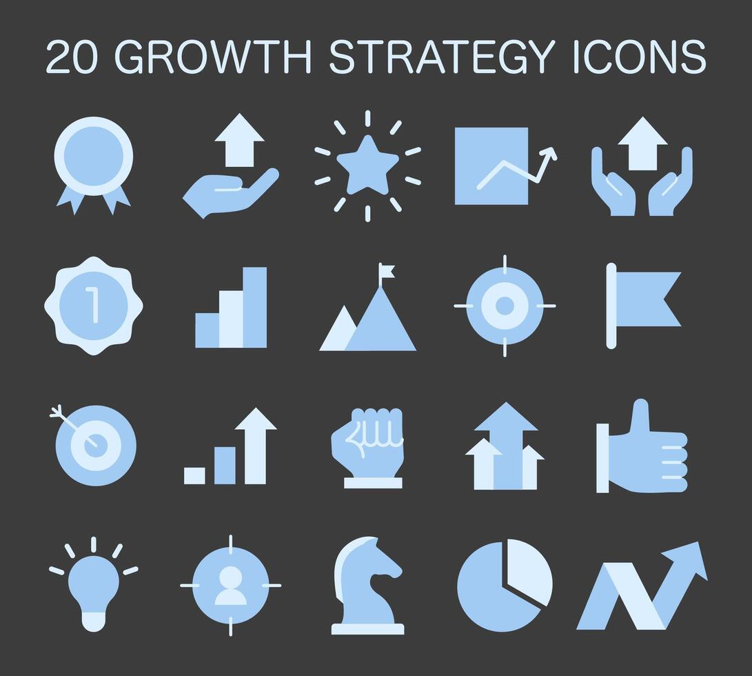 crescita strategia icone impostare. vettore illustrazione