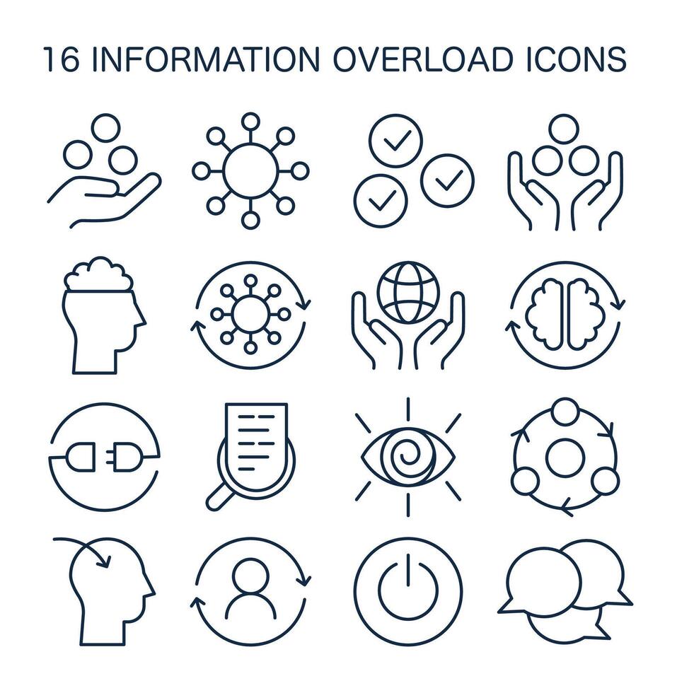 informazione sovraccarico icone impostare. piatto vettore illustrazione