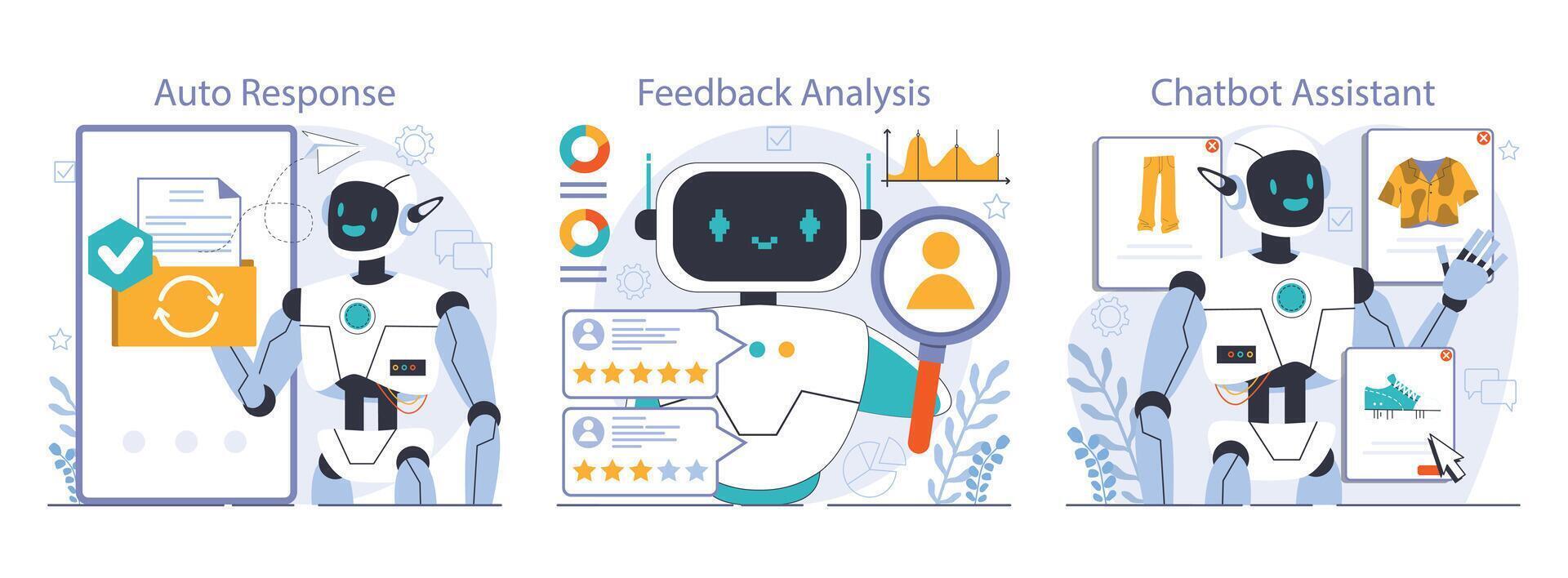 Chiacchierare Bot impostare. alimentato dall'intelligenza artificiale cliente servizio. in linea consultazione con artificiale vettore