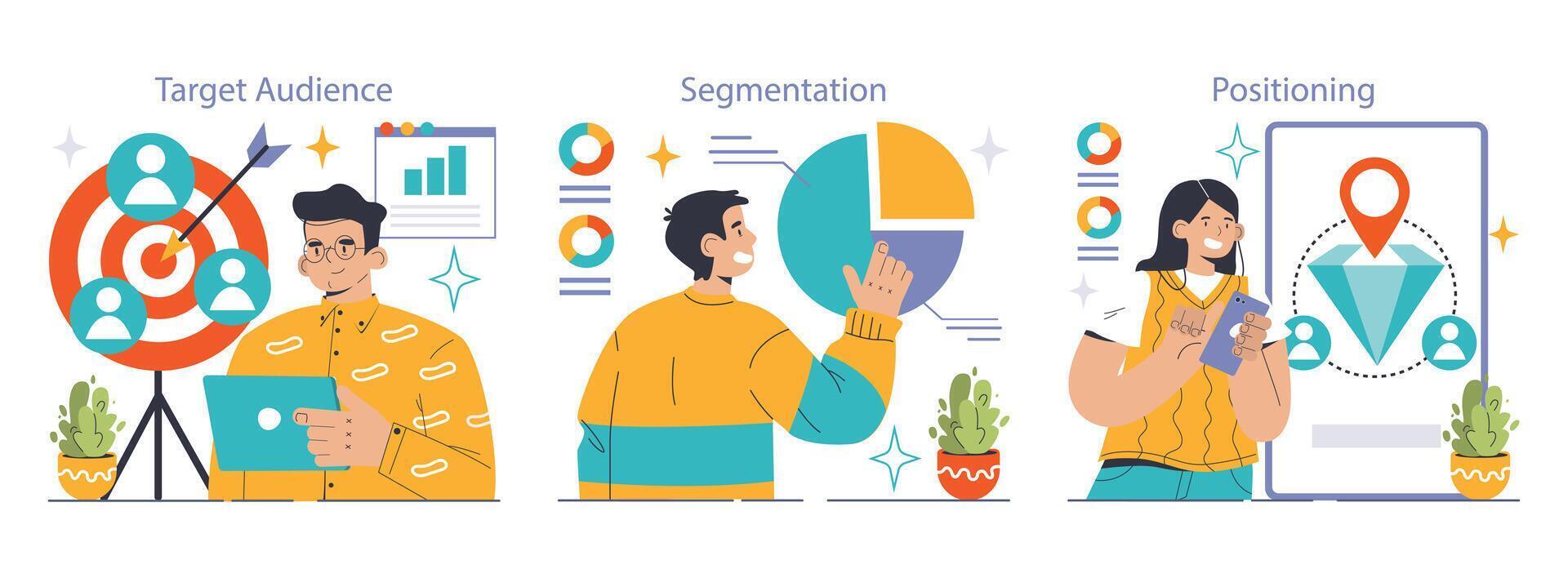 marketing strategia impostare. piatto vettore illustrazione