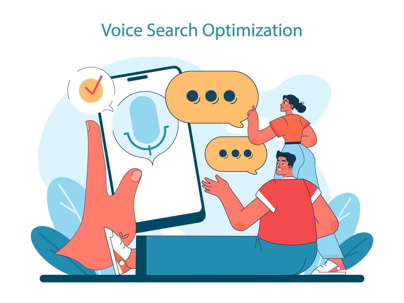 marketing 5.0 concetto. cattura il essenza di voce ricerca ottimizzazione vettore