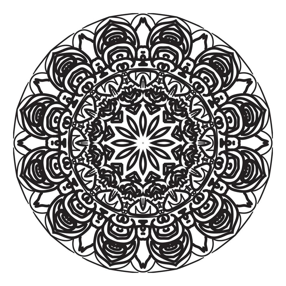 motivo circolare a forma di mandala per henné, mehndi, tatuaggio, decorazione. ornamento decorativo in stile etnico orientale. pagina del libro da colorare. vettore