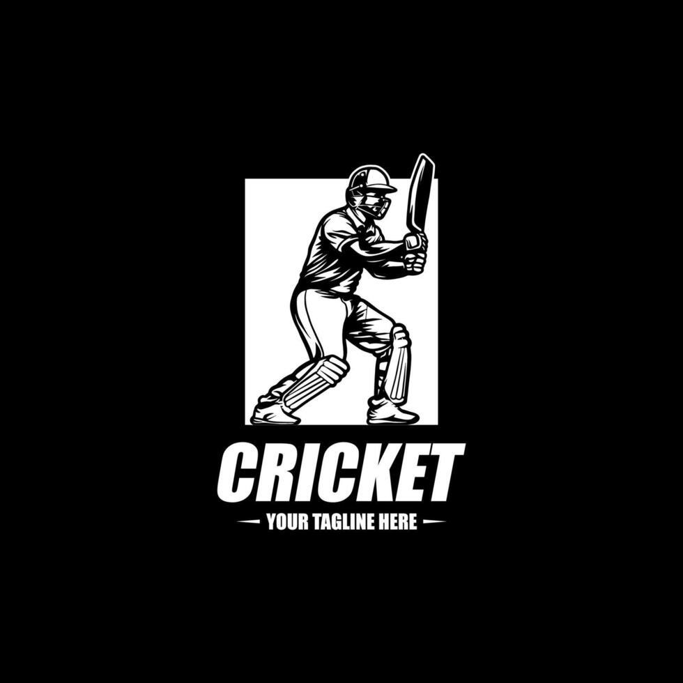 cricket logo campionato con giocatore illustrazione vettore