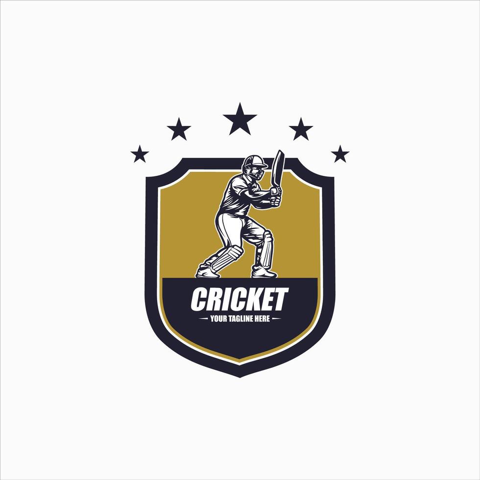 cricket logo o calcio club cartello distintivo. cricket logo con scudo sfondo vettore design