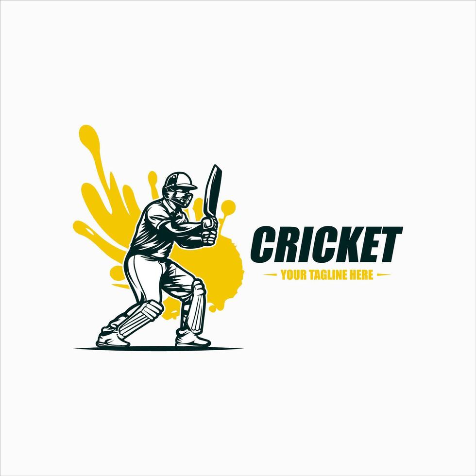 cricket giocatore logo design ispirazione vettore