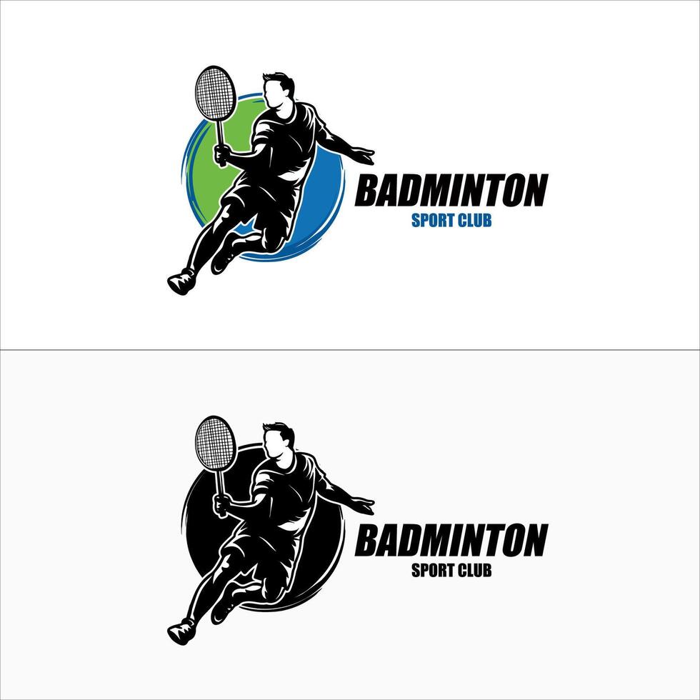 silhouette badminton logo design modello vettore