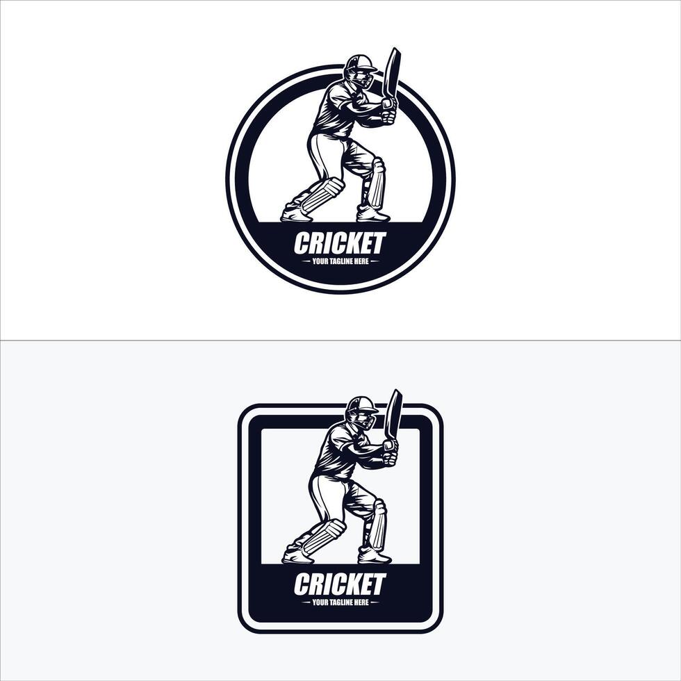 cricket logo campionato con giocatore illustrazione vettore