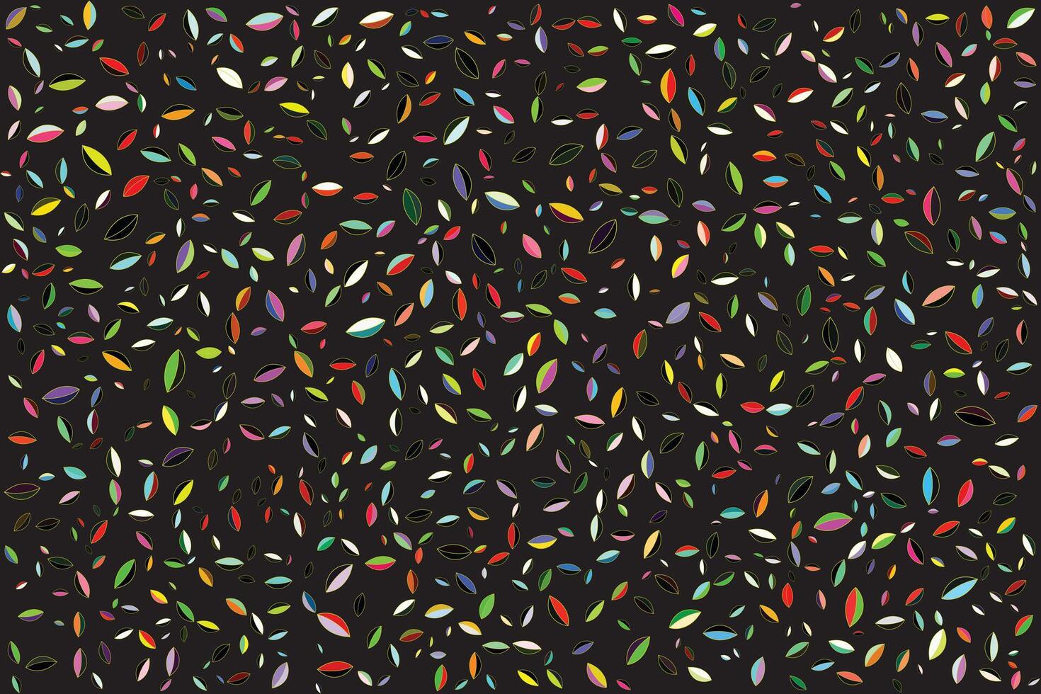 illustrazione, modello di multicolore di foglia su nero sfondo. vettore