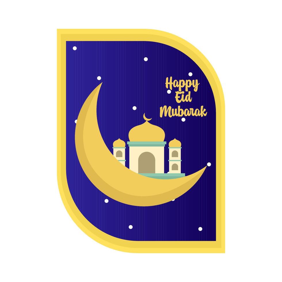 contento eid mubarak saluti distintivo illustrazione vettore