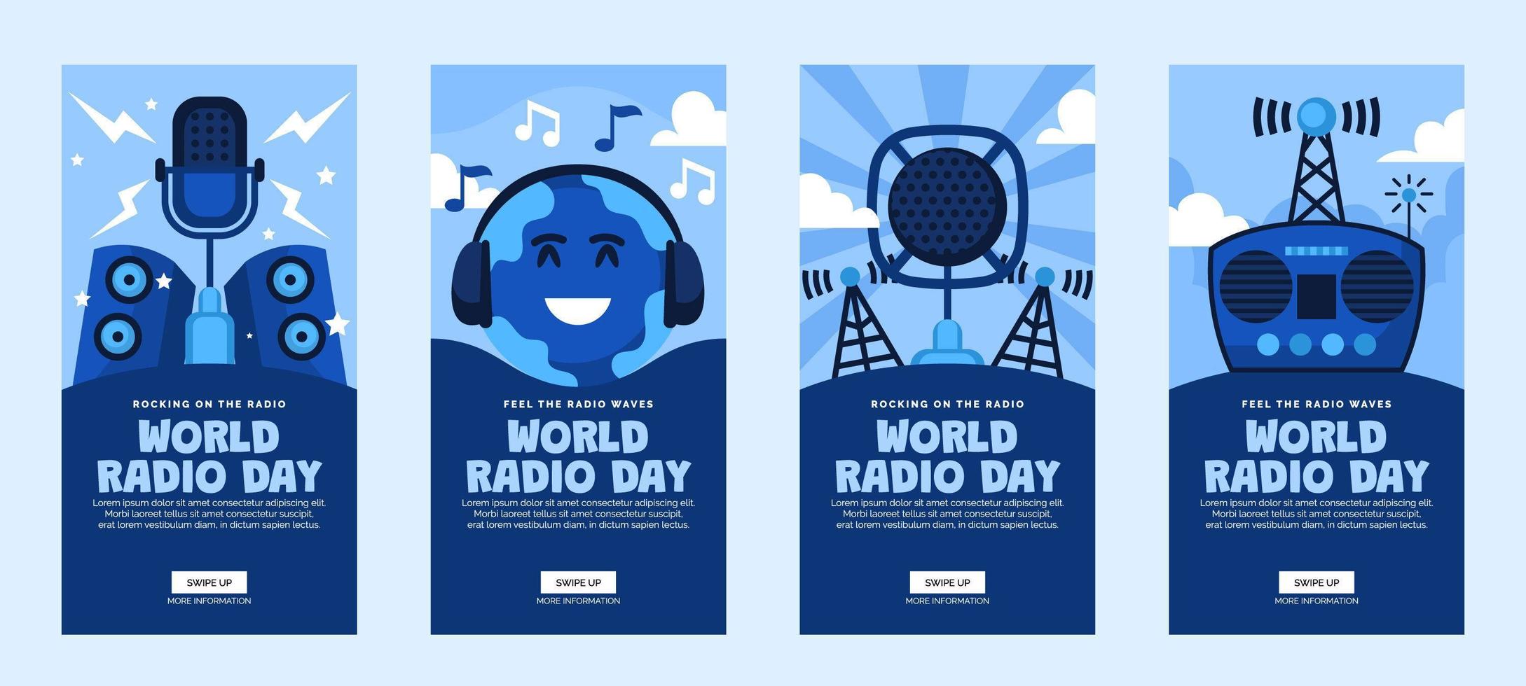 set di post sui social media per la giornata della radio mondiale vettore