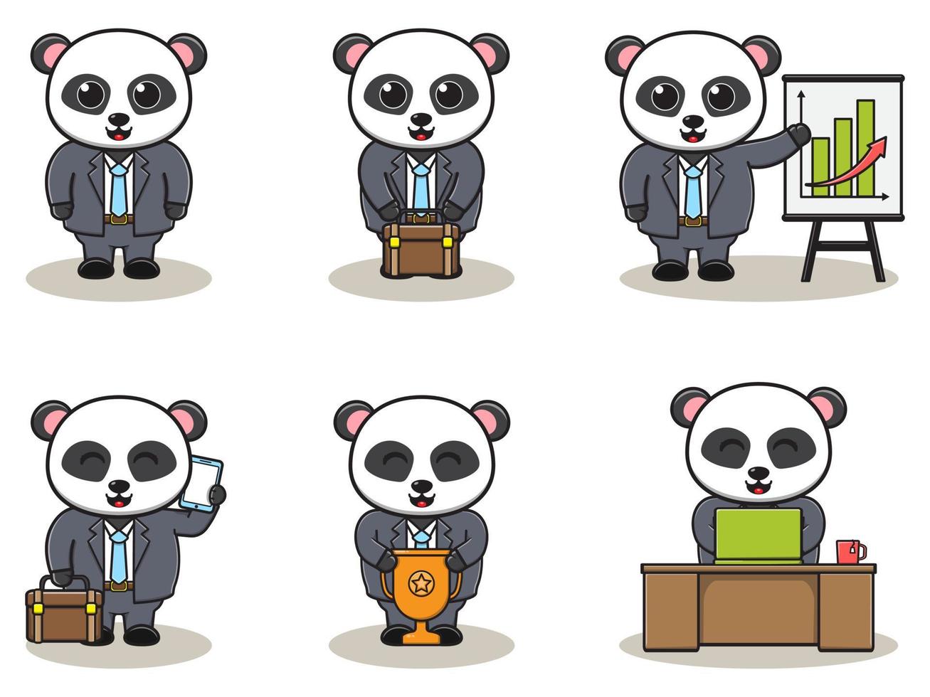 illustrazione vettoriale di simpatico panda uomo d'affari