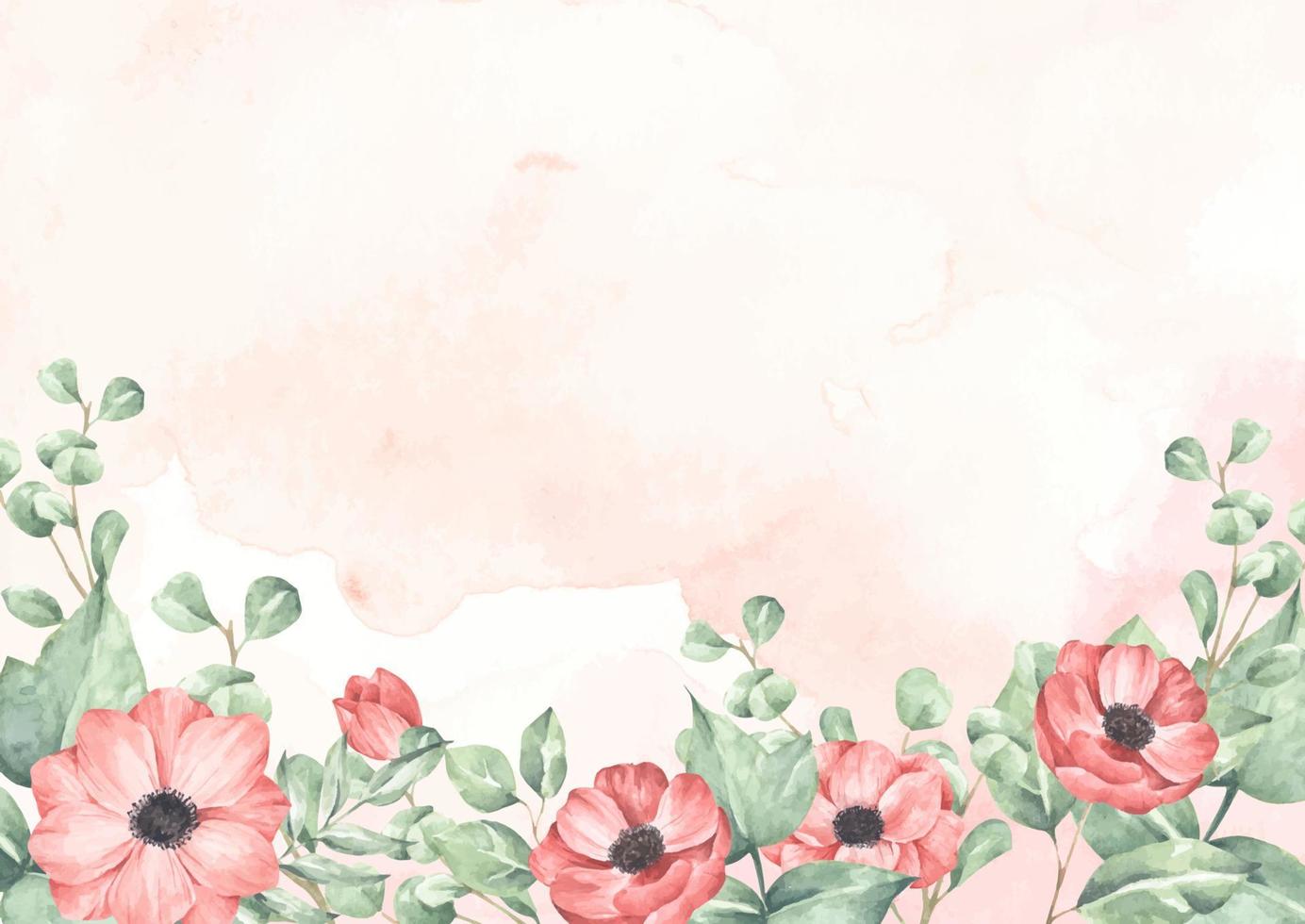 trama acquerello rosa e fiori e foglie. vettore