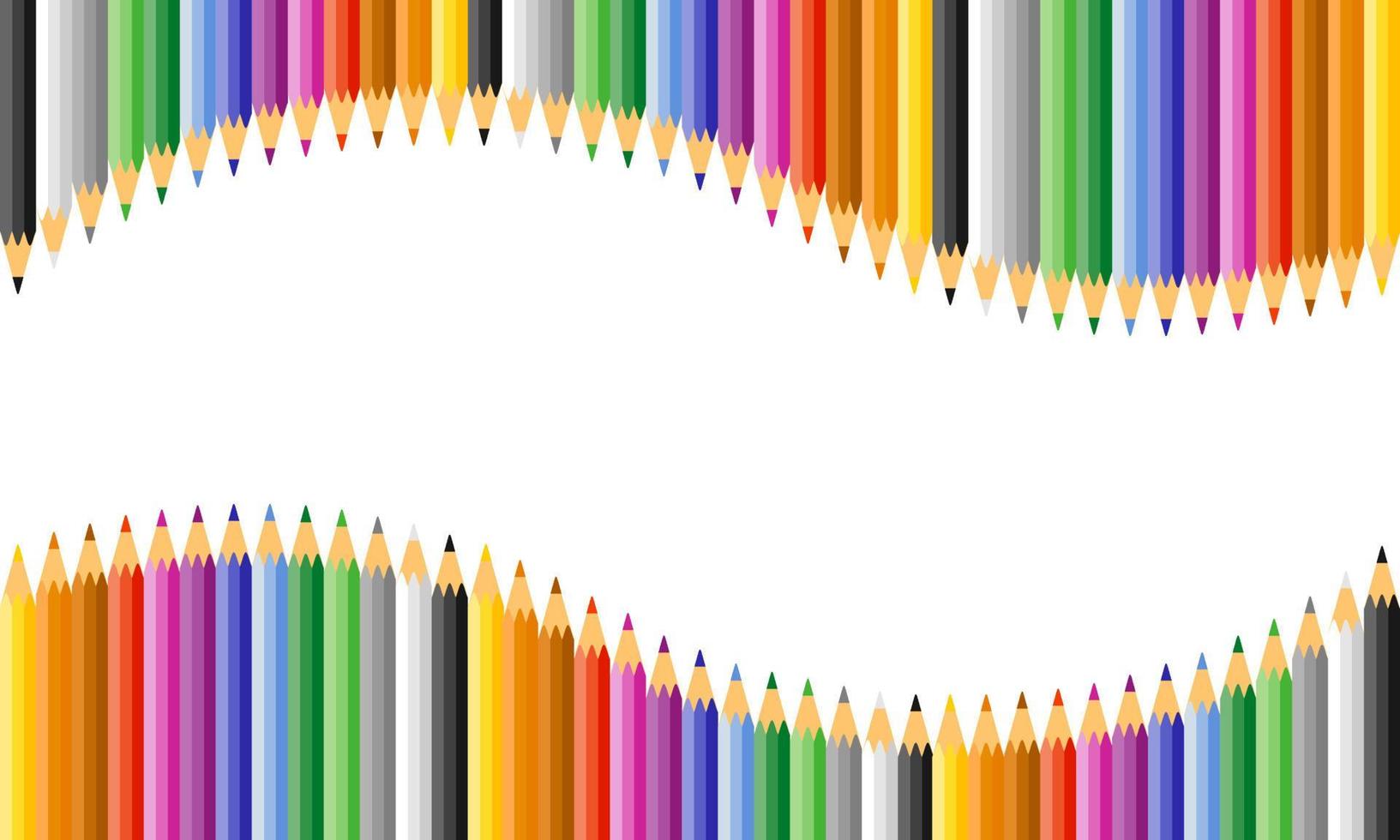 un pensionante colorato con matite colorate arcobaleno sopra e sotto lo spazio della copia. vettore