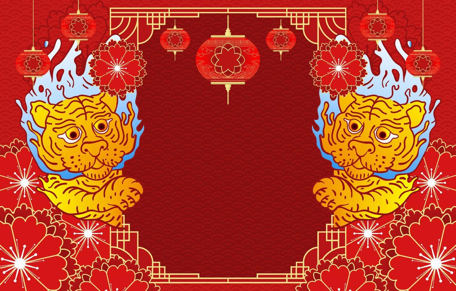 sfondo cinese dell'ornamento tradizionale del nuovo anno della tigre d'acqua vettore