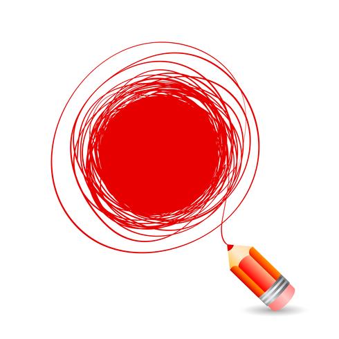 Bolla disegnata a mano per il testo, disegna una matita rossa vettore